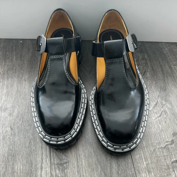 Proenza Schouler Lug Sole Mary Janes in Spazzolato Leather - Picture 2 of 8